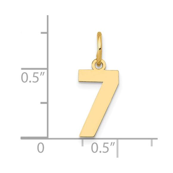 14k Yellow Gold, Athletic Collection, Small Polished Number 7 Pendant - Picture 4 of 5